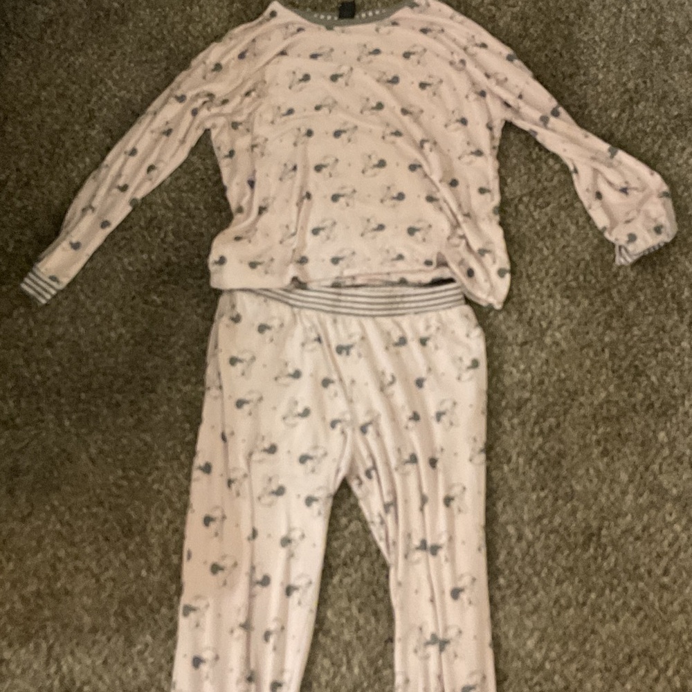 Disney  Pajama Set - Light Pink with Blue Patterns